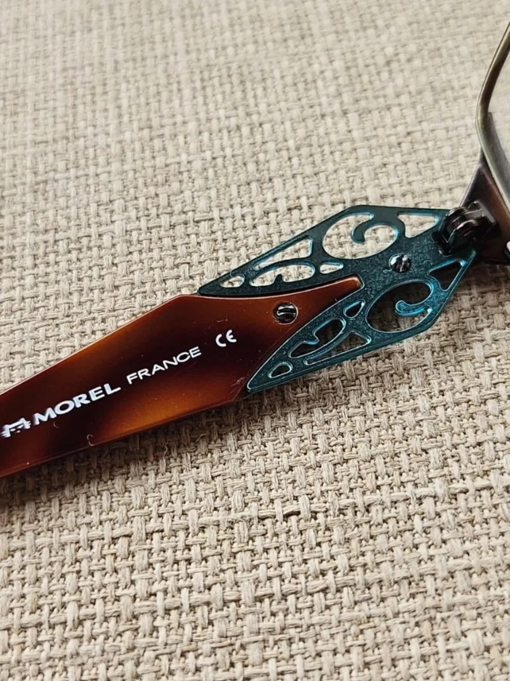 Morel France Women Eyeglasses Frame Brown W/ Turquoise Accent Glasses 6567K